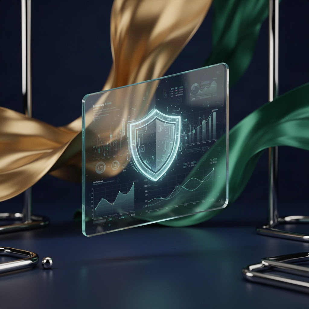 Illustration of a secure online banking sign-in screen with a padlock and account dashboard